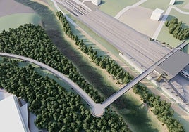 Montaje de la nueva estación y la pasarela que la unirá con Astigarraga