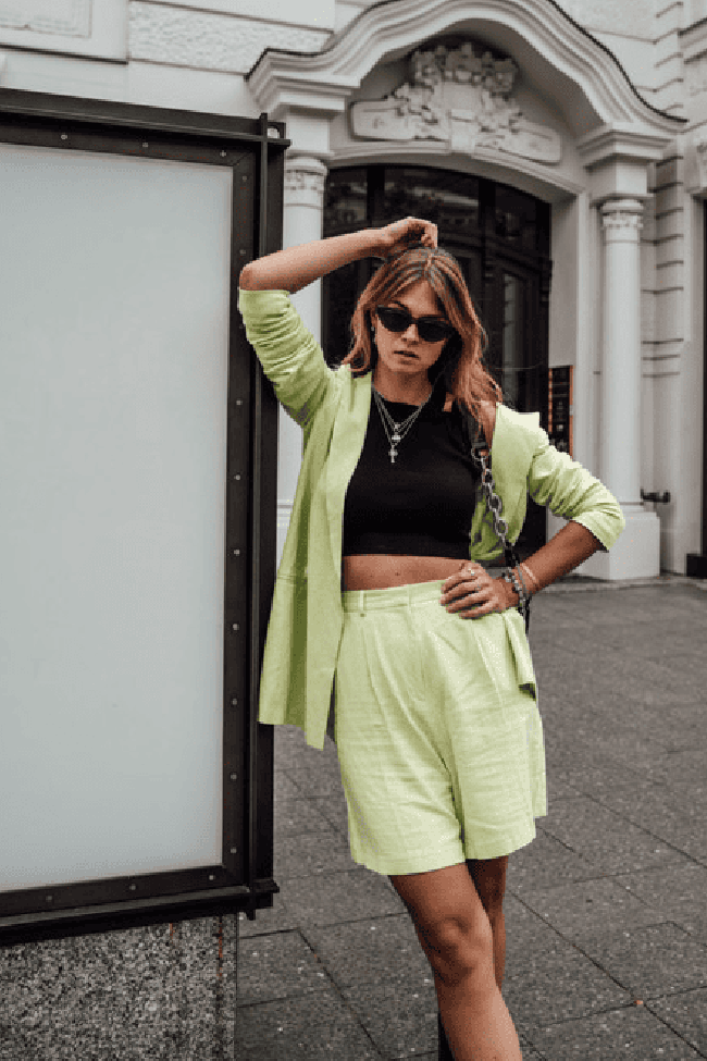 Conjunto de lino verde pistacho, ideal para verano