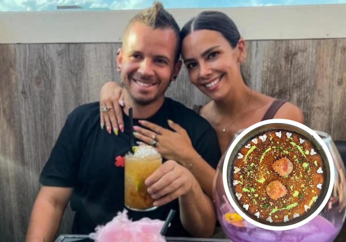 David Muñoz y Cristina Pedroche, junto a su creación de 'paella a la donostiarra'.