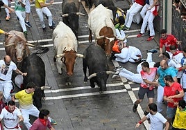 Los toros de la ganadería Miura han protagonizado un encierro muy noble.