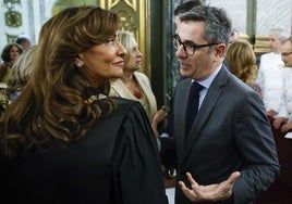 El ministro de Justicia, Presidencia y Relaciones con las Cortes, Félix Bolaños, este lunes en la toma de posesión de magistrados/as del Tribunal Supremo (TS).