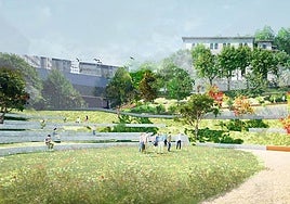 Infografía que recoge las futuras actuaciones que se realizarán en el parque Estibaus del barrio de Herrera.