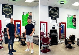 Hicham Talha y Txemi Merino en la peluquería del parking para camiones