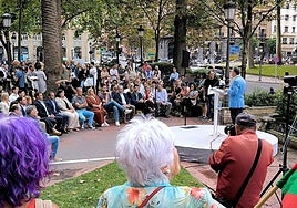 Aitor Esteban interviene en el acto del PNV en Bilbao.