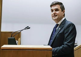 El consejero de Industria, Mikel Jauregi, durante una intervención en el Parlamento vasco