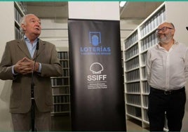 Loterías erakundeko presidente Jesús Huerta eta Zinemaldiaren zuzendari José Luis Rebordinos.