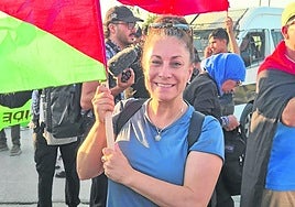 Maite Gartzia en su participación en la Marcha a Gaza en Egipto.