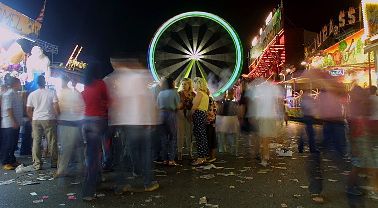 Barracas en el parque Etxebarria durante Aste Nagusi de Bilbao.