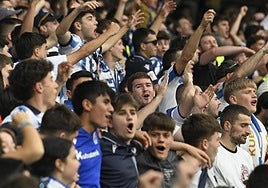 Aficionados de la Real en el último partido oficial en Anoeta, el del pasado 18 de mayo ante el Girona