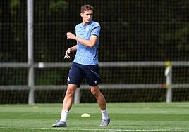 Jon Pacheco, durante un entrenamiento esta semana en Zubieta
