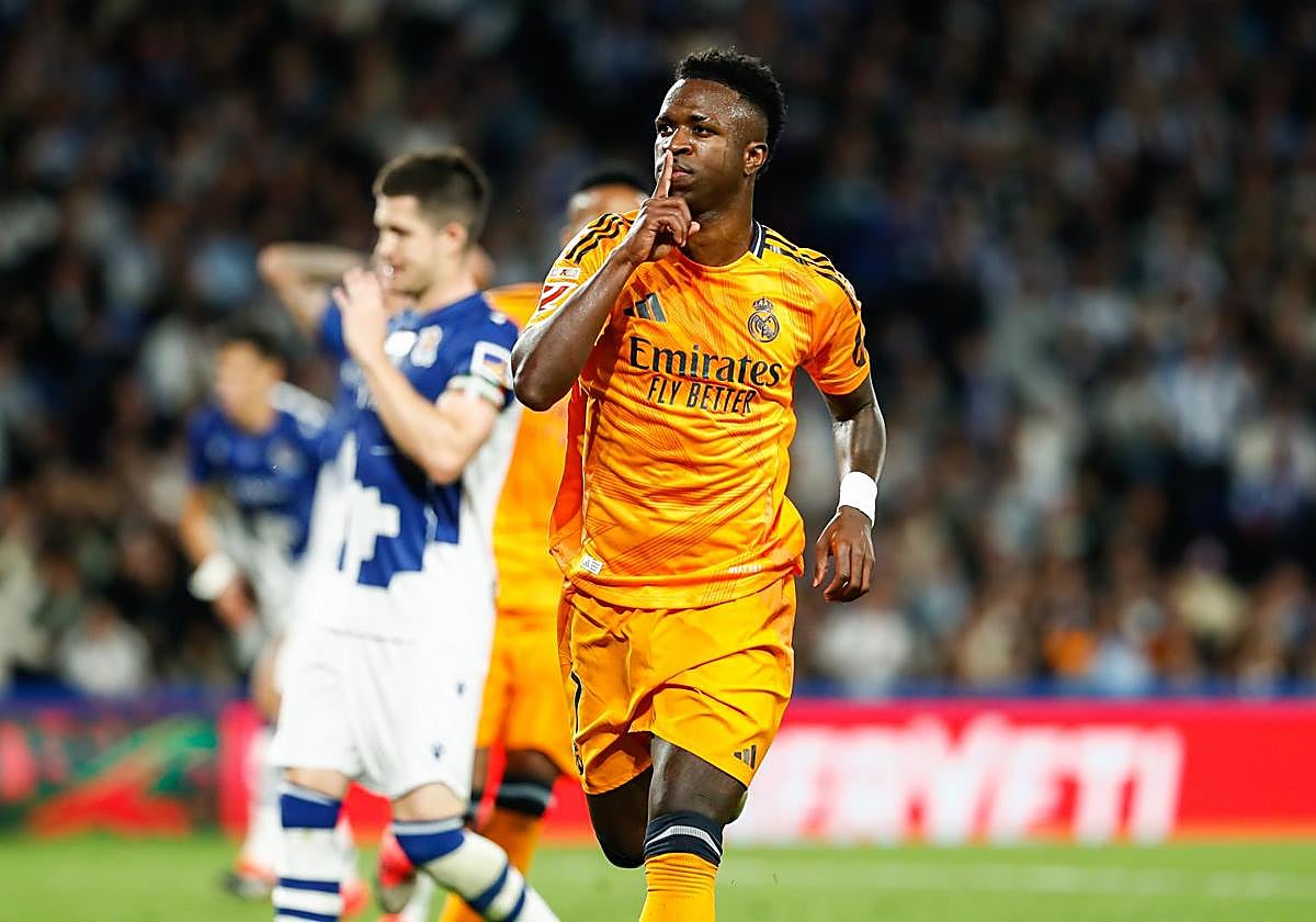 Vinícius mandó callar a la grada de Anoeta tras marcar el pasado 14 de septiembre de 2024