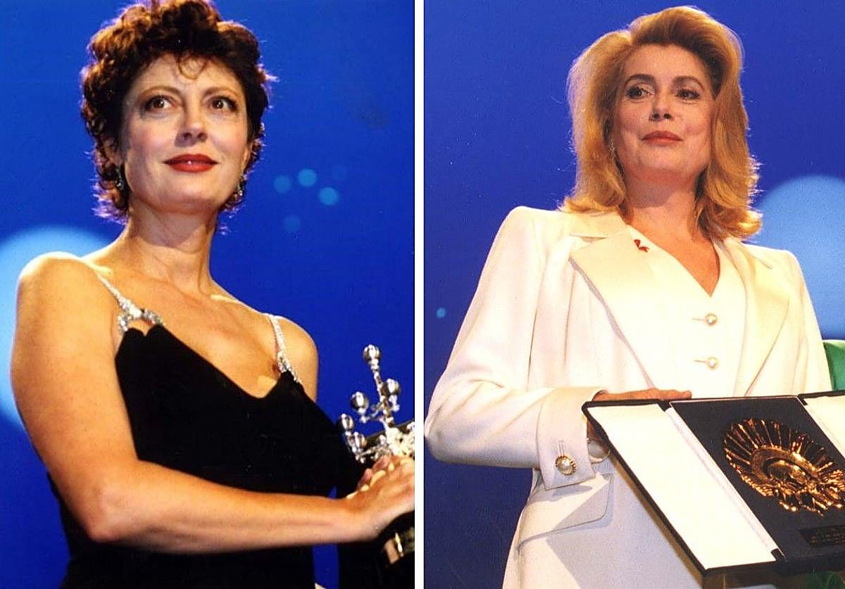 Susan Sarandon y Catherine Deneuve fueron el primer tándem femenino de homenajeadas en el Zinemaldia de 1995.