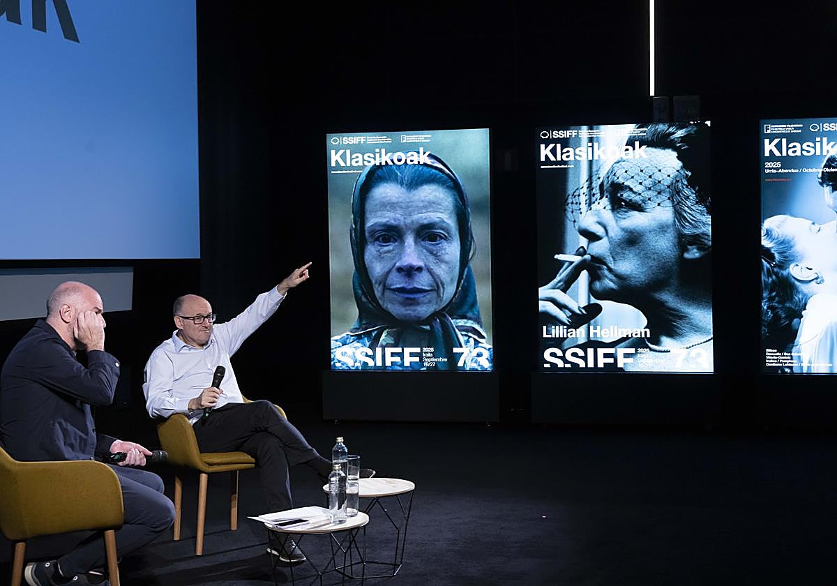 Joxean Fernández y José Luis Rebordinos, en la presentación con los tres carteles.