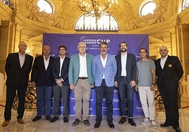 Jose Maria Olazabal, esta mañana en la presentación del European Legends Tour.