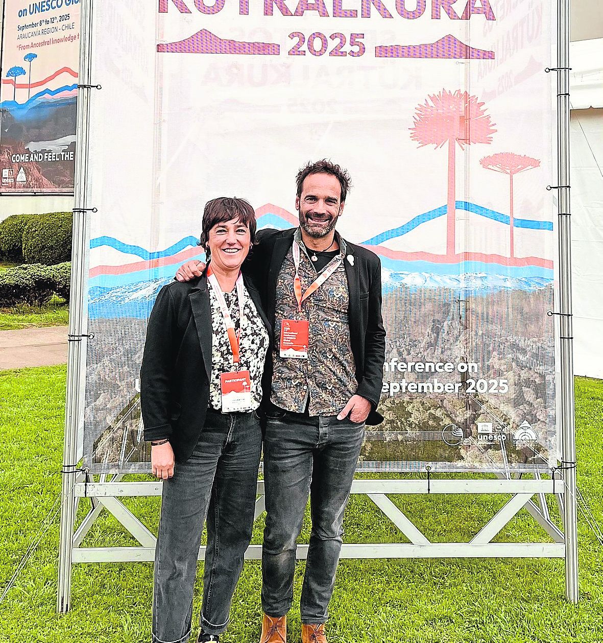 Leire Barriuso y Asier Hilario, en el Congreso de Chile.