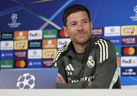 Xabi Alonso, durante su rueda de prensa de este lunes.