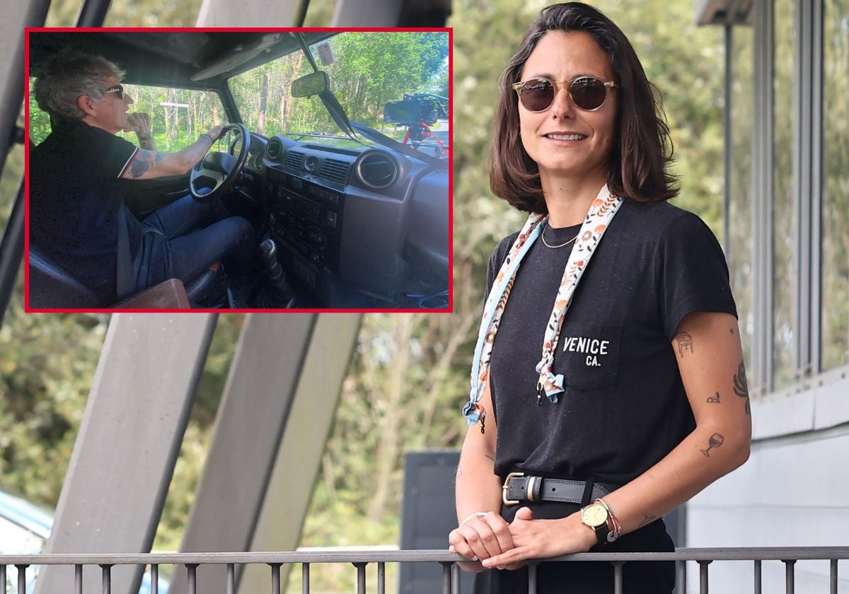 La directora Anuska Ariztimuño en Donostia y Mikel Erentxun durante el rodaje.