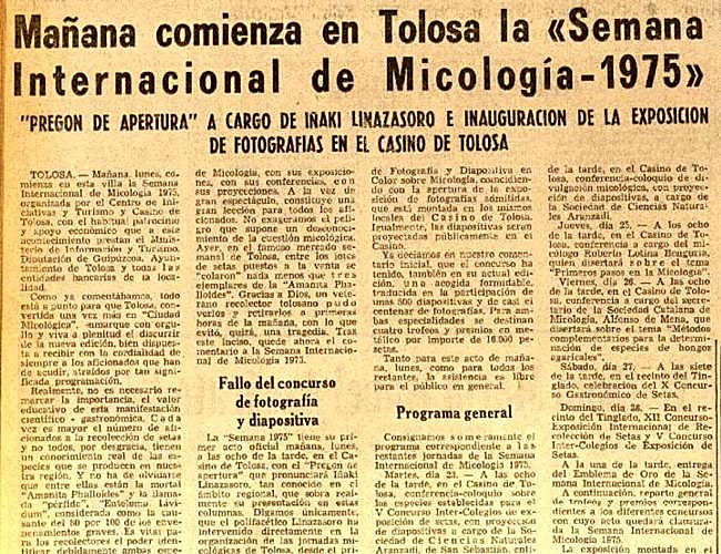 Programa en el artículo que publicó EL DIARIO VASCO el 21-IX-1975.