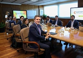 El consejero de Industria del Gobierno Vasco, Mikel Jauregi, junto al secretario de Estado de Energía, Joan Groizard, ayer en Madrid.