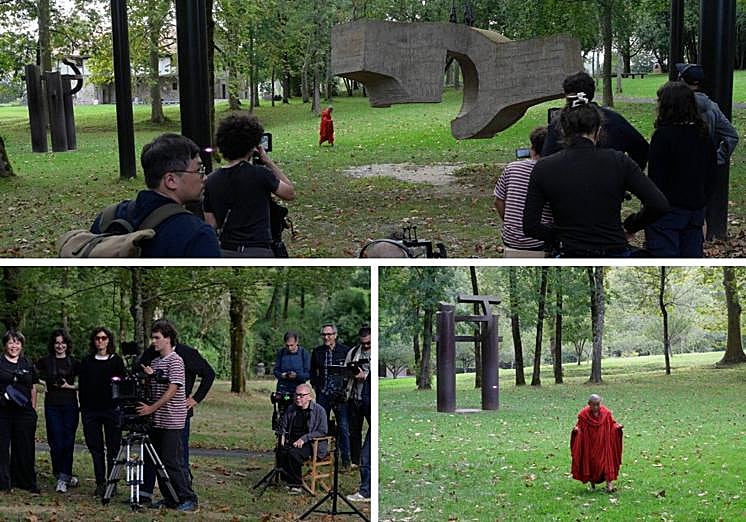 Imágenes del rodaje este martes en Chillida Leku.