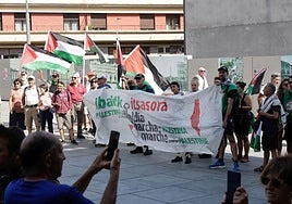 La marcha por Palestina, este viernes en Irun.