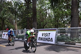 Tadej Pogacar, en un entrenamiento en el circuito del Mundial de contrareloj en Kigali