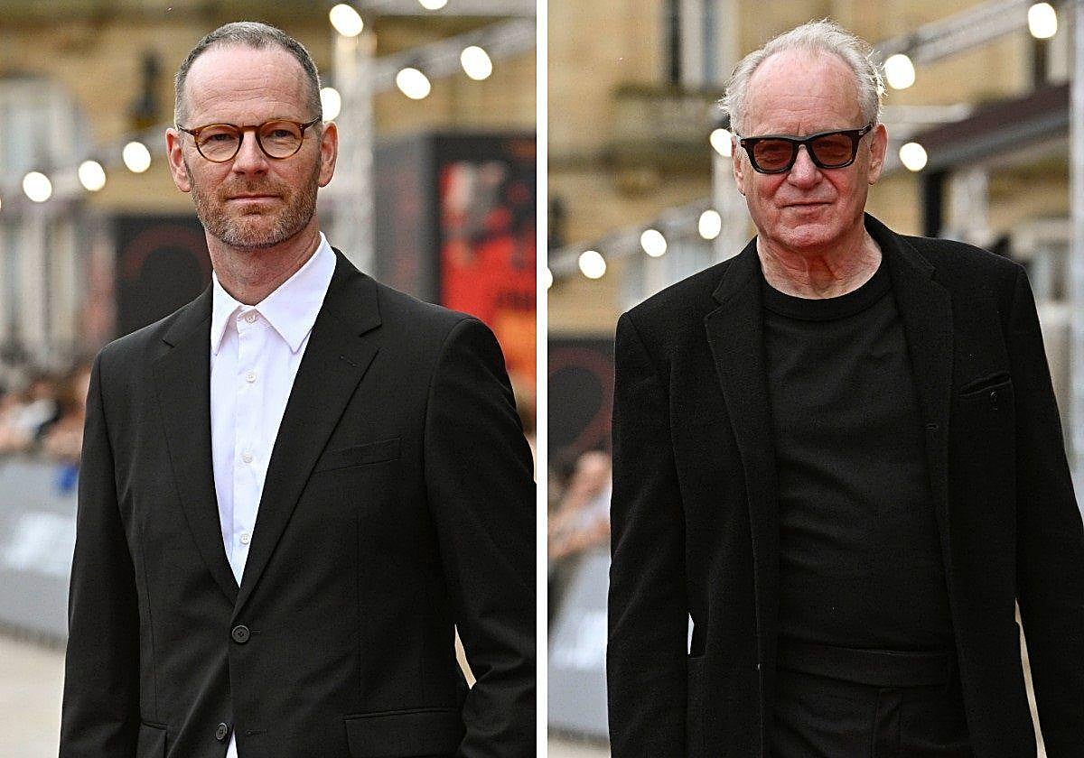 Joachim Trier y Stellan Skarsgård, ayer en el photocall de 'Affeksjonverdi'.