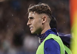 Fermin, durante un partido con el Barcelona