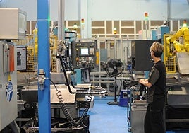 Un operario de una empresa industrial guipuzcoana.