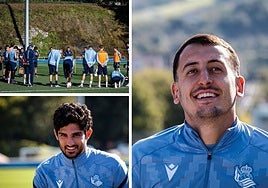 Aplausos en el círculo y sonrisas de Guedes y Oyarzabal en el entrenamiento de este jueves
