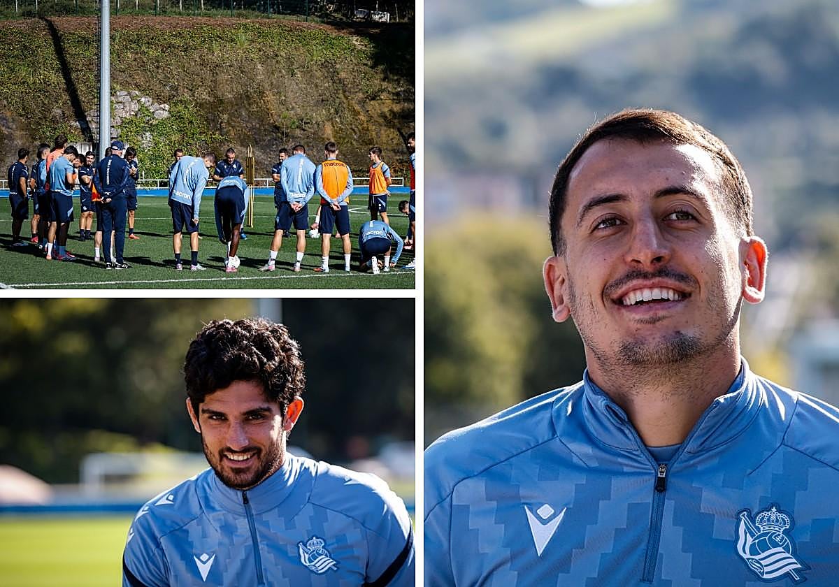 Aplausos en el círculo y sonrisas de Guedes y Oyarzabal en el entrenamiento de este jueves