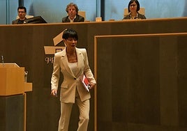 Maddalen Iriarte, portavoz de EH Bildu en las Juntas de Gipuzkoa, durante el pleno de este martes.