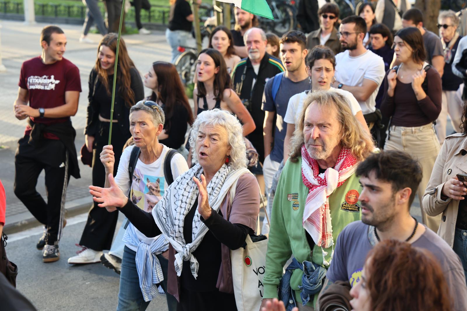 Segunda manifestación en apoyo a Palestina en Donostia