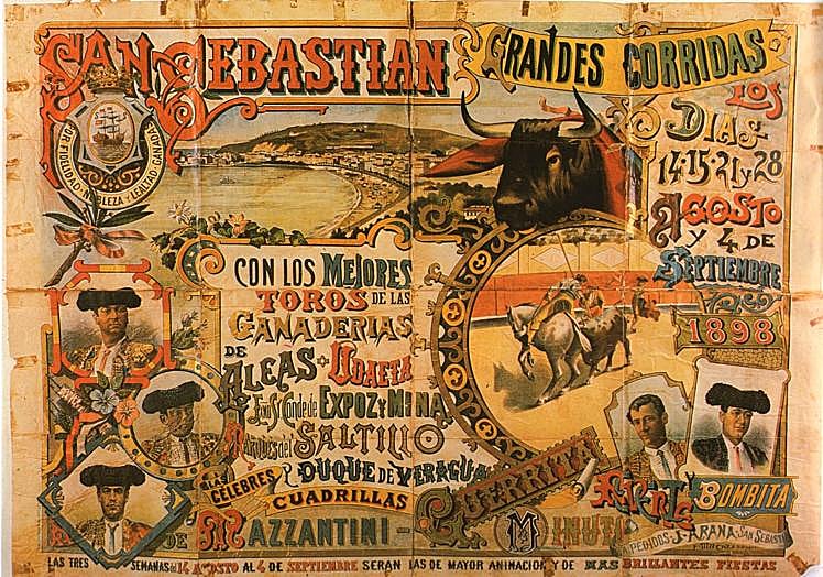 Cartel de la feria taurina donostiarra de 1898.