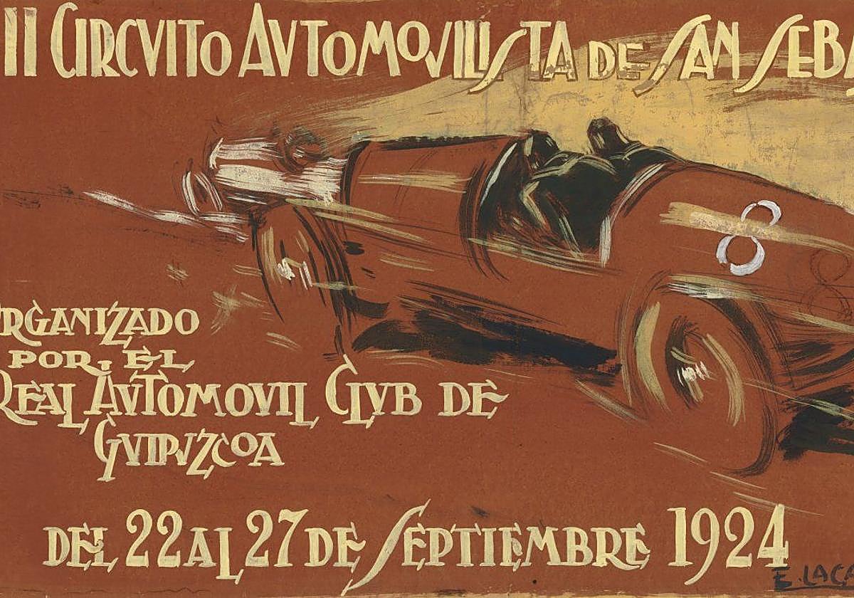 Las primeras pruebas automovilísticas en Lasarte fueron ilustradas con carteles firmados por Eduardo Lagarde.