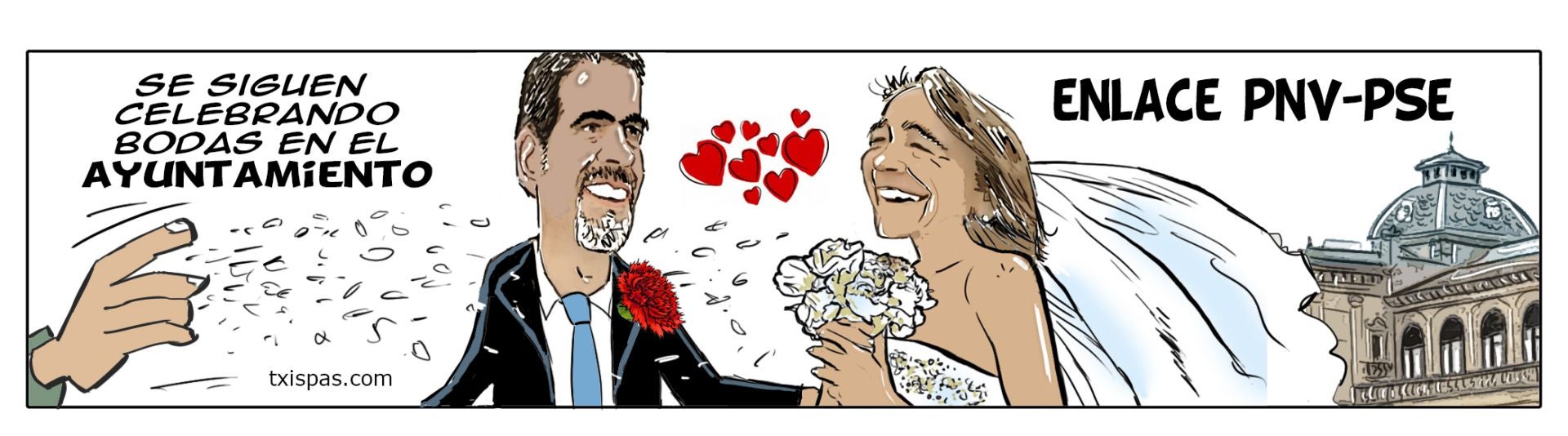 El acuerdo de gobierno entre Eneko Goia y Marisol Garmendia, visto por Txispas. 