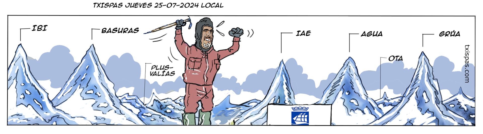 Imagen icónica sobre la subida de las tasas municipales y las cimas montañeras. 