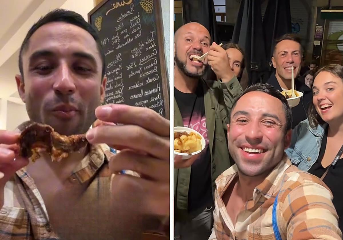 Un americano sorprendido con el pintxo-pote de San Sebastián: «Estoy flipando con la gente que hay por la calle»