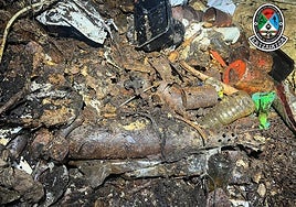 El artefacto explosivo, supuestamente un obús de la Guerra Civil.