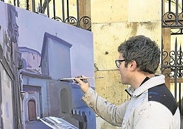Pintando en la calle.