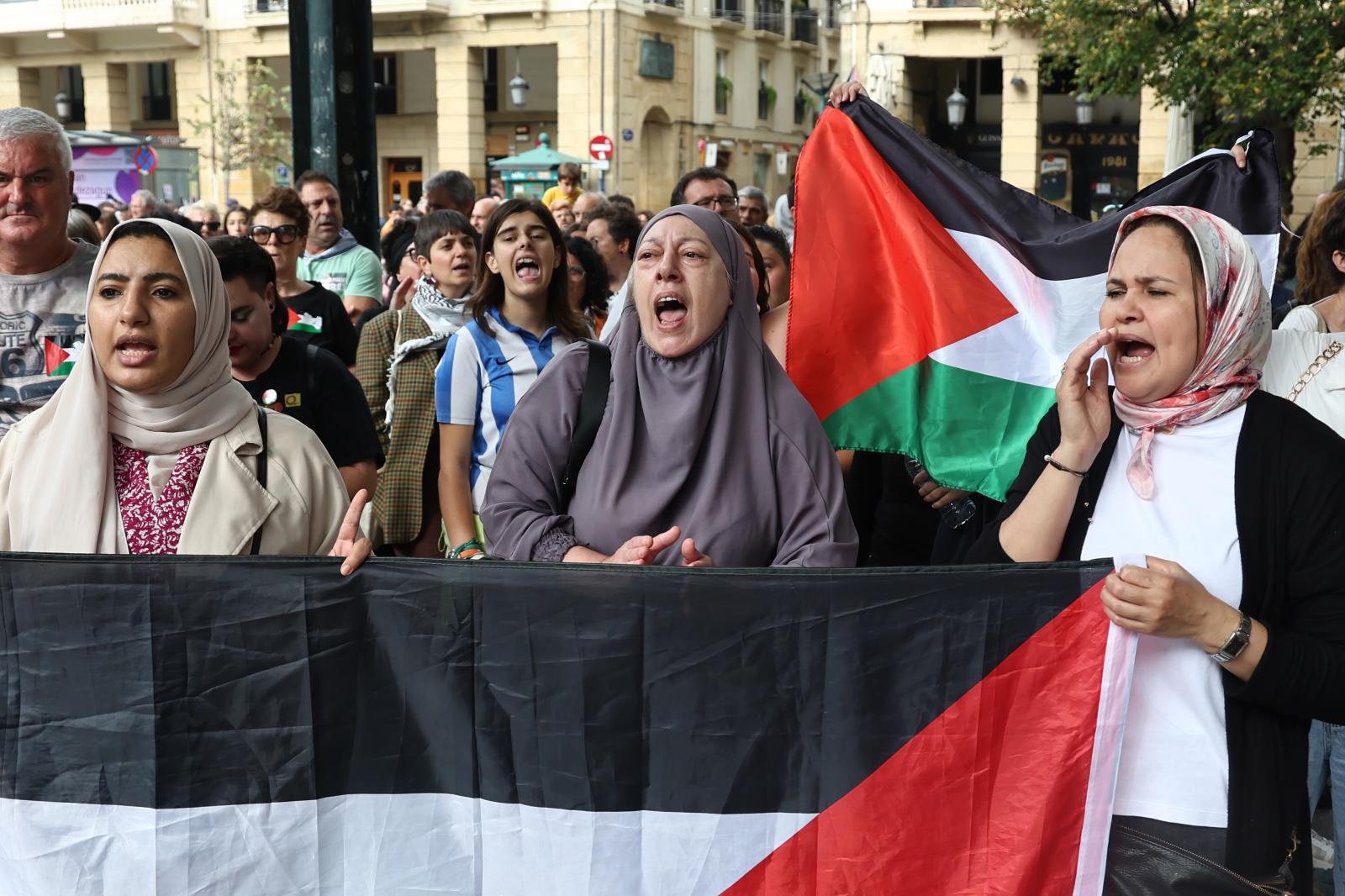 Manifestación en Donostia en apoyo a Palestina