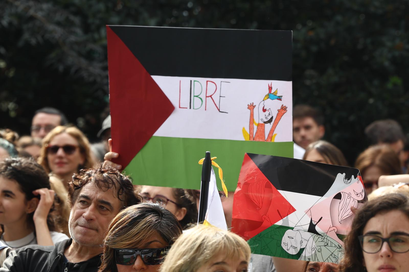 Manifestación en Donostia en apoyo a Palestina