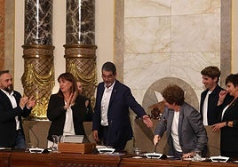 Insausti y el resto de concejales del PNV en el Pleno de despedida de Goia.