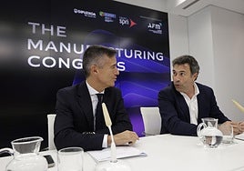 El director general de AFM Clúster, Xabier Ortueta, y el diputado foral de Promoción Económica, Unai Andueza.