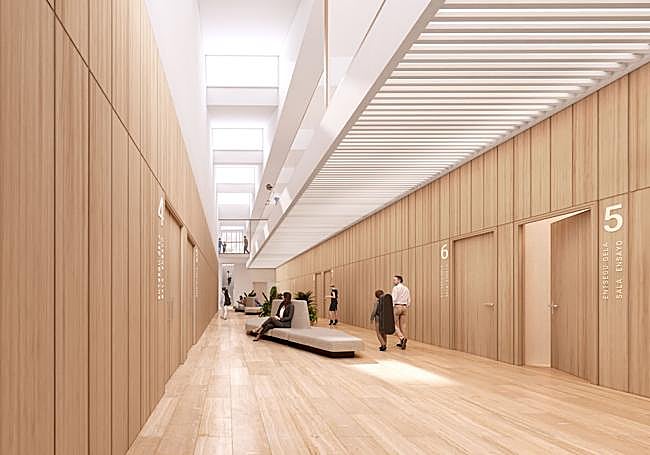 Interior del edificio proyectado.