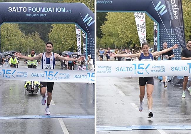 Ekain Larrea y Elena Silvestre, los primeros en cruzar la línea de meta en la Salto 15K.