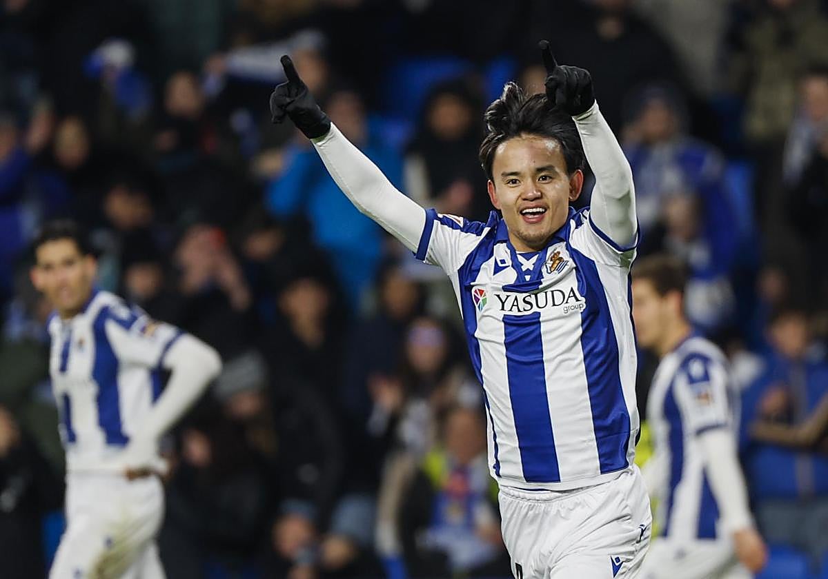 Kubo celebra su gol al Villarreal de la pasada temporada