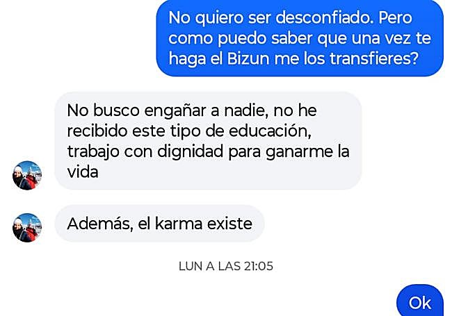 Parte de la conversación del corredor de la Behobia - San Sebastián.