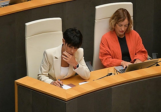 La portavoz de EH Bildu en las Juntas de Gipuzkoa, Maddalen Iriarte, durante un pleno reciente.