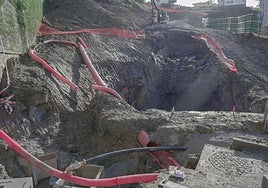 Zona en la que se produjo la avería en las obras del ascensor inclinado de Zabaleta.